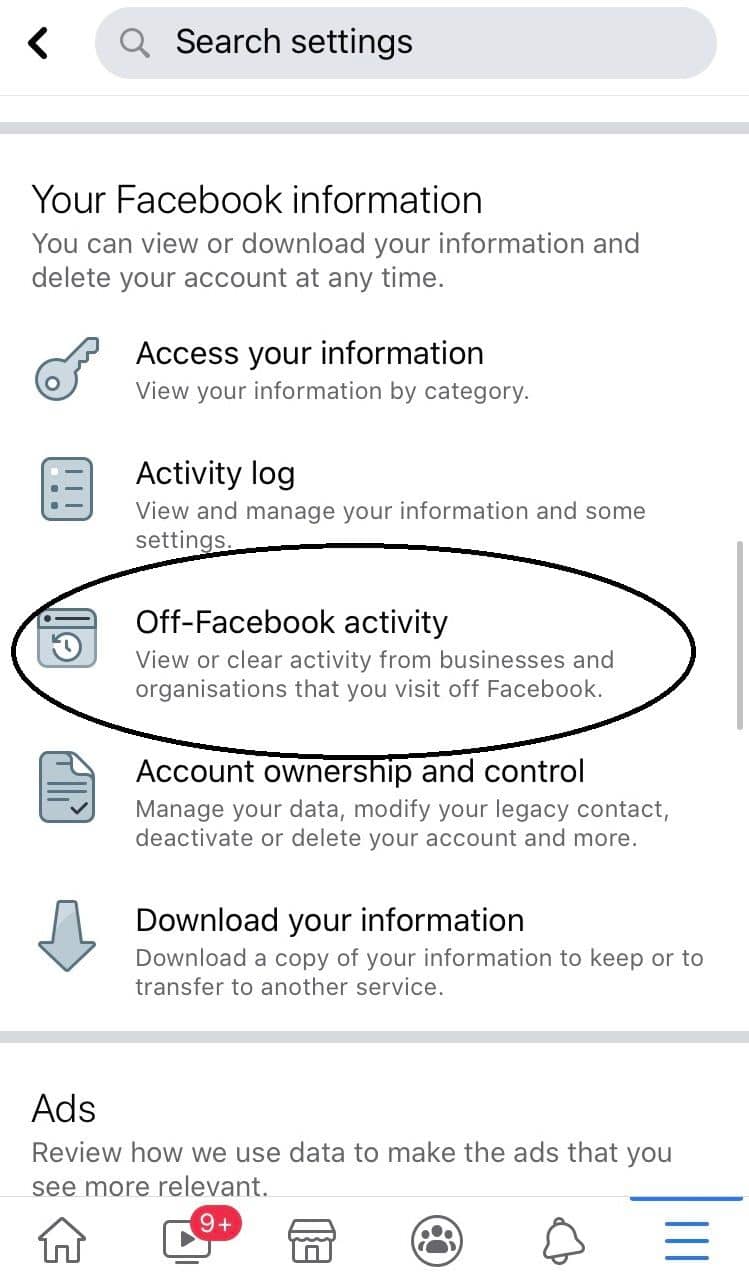 Scroll down to the section called "Your Facebook Information"
Select "Clear History"