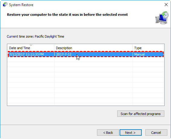 Select a restore point from before the error occurred
Follow the on-screen instructions to complete the restore process