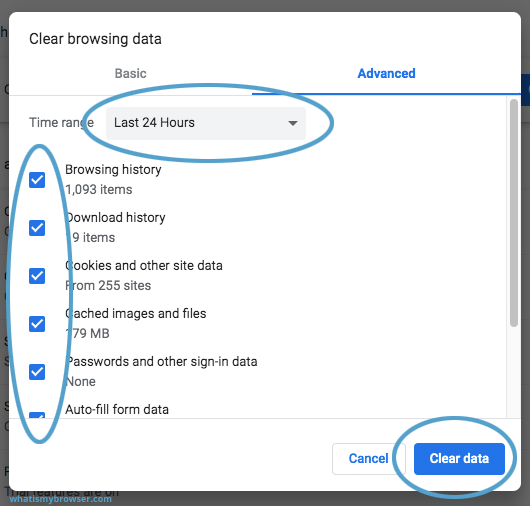 Select "Clear browsing data"
Choose the time range you want to clear
