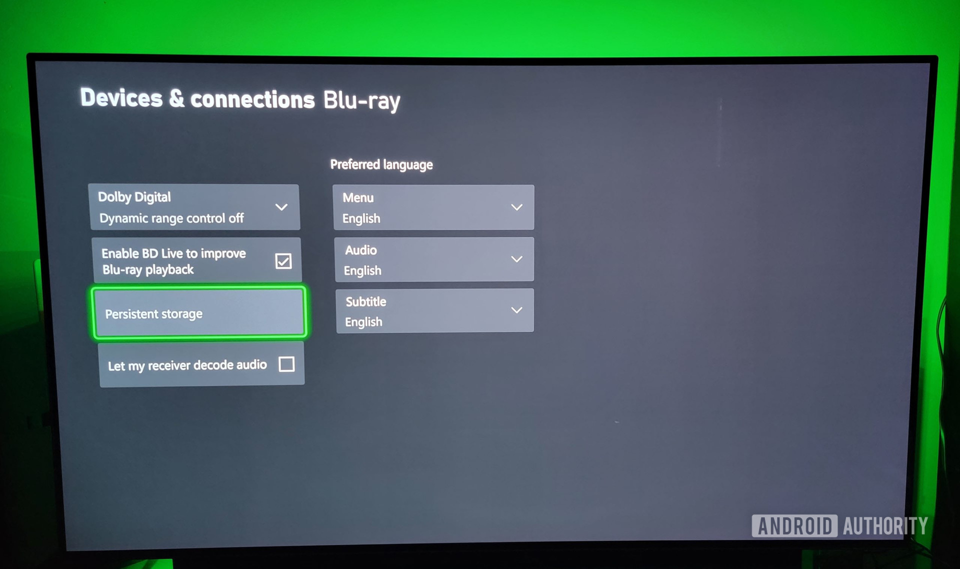Select "Clear Persistent Storage"
Restart the Xbox One