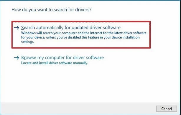 Select "Search automatically for updated driver software"
Wait for the update to complete
