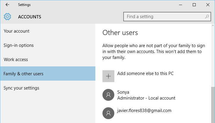 Select User Accounts and Family Safety
Click on User Accounts