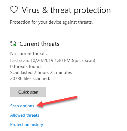 Select Virus & threat protection and click on Quick scan.
Wait for the scan to complete and follow any recommended actions to remove detected malware or viruses.