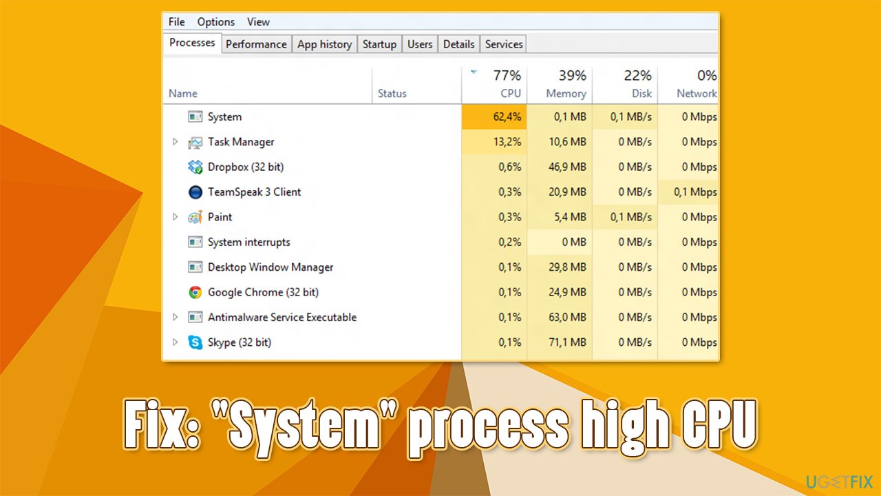 Sort by "CPU"
Close any programs using a high amount of CPU