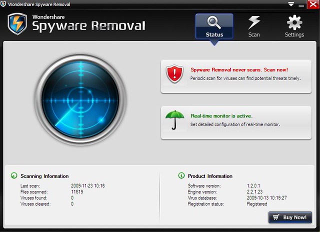 Spyware scan interface