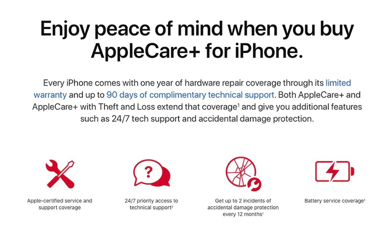 Standard warranty covers manufacturing defects
AppleCare+ extends coverage and includes accidental damage