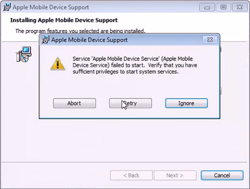 Step 1: Verifying the iTunes installation and its components.
Step 2: Updating the Apple Mobile Device Service to the latest version.