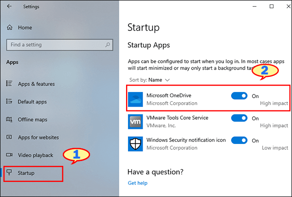 To prevent an app from auto-running on startup, toggle the switch next to the app to the Off position.
Repeat step 5 for each app you want to disable from auto-running on startup.