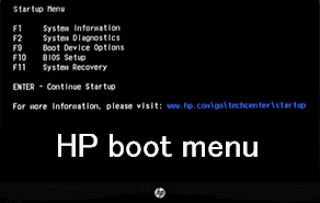 Turn on your HP computer or restart it if it's already on.
As the computer boots up, press the F9 key repeatedly until the Boot Options menu appears.