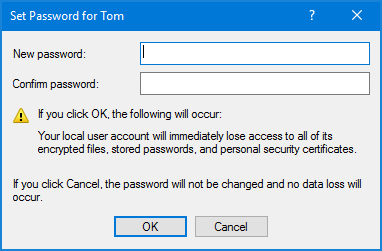 Type in your desired password and click OK
Re-enter the password to confirm and click OK
