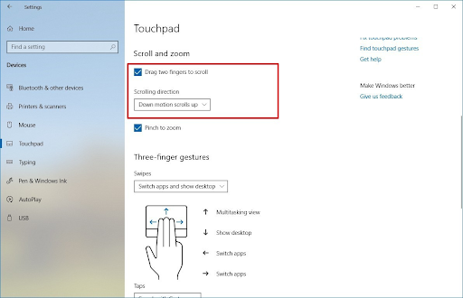 Update the touchpad driver
Check touchpad scroll settings