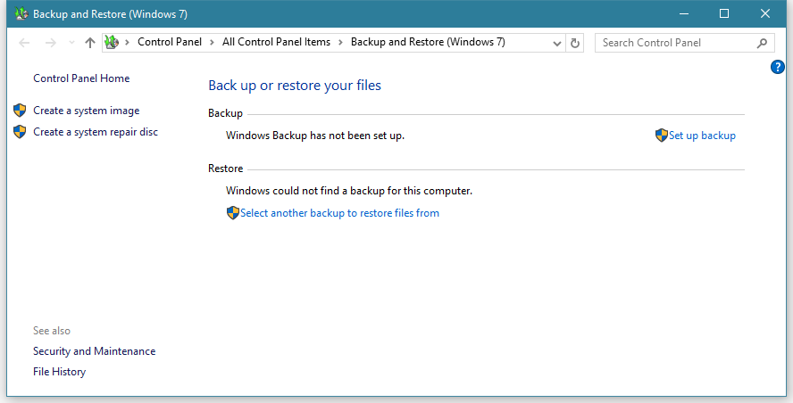 Use the built-in Windows Backup Tool:
Open the Control Panel.