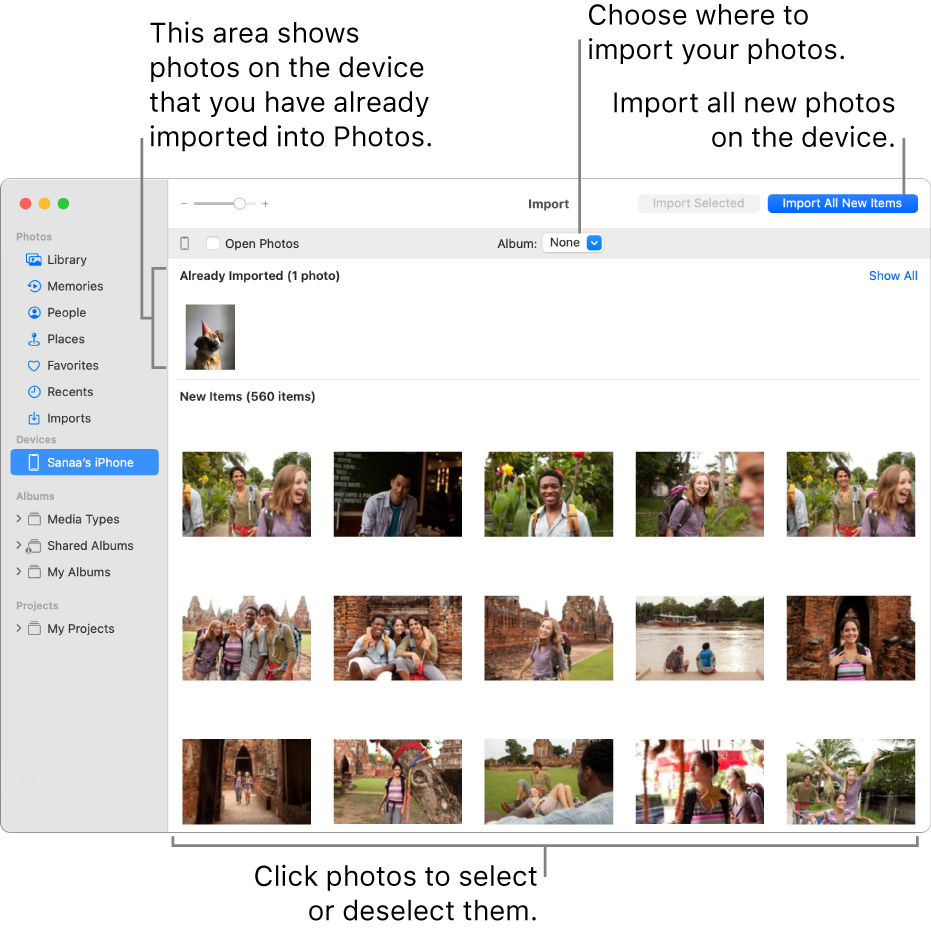 Wait for the import to complete - Be patient while the Photos app imports the selected photos. The time required may vary depending on the number and size of the photos.
Review your imported photos - Once the import is finished, you can go through the imported photos and organize them within the Photos app or move them to different folders.
