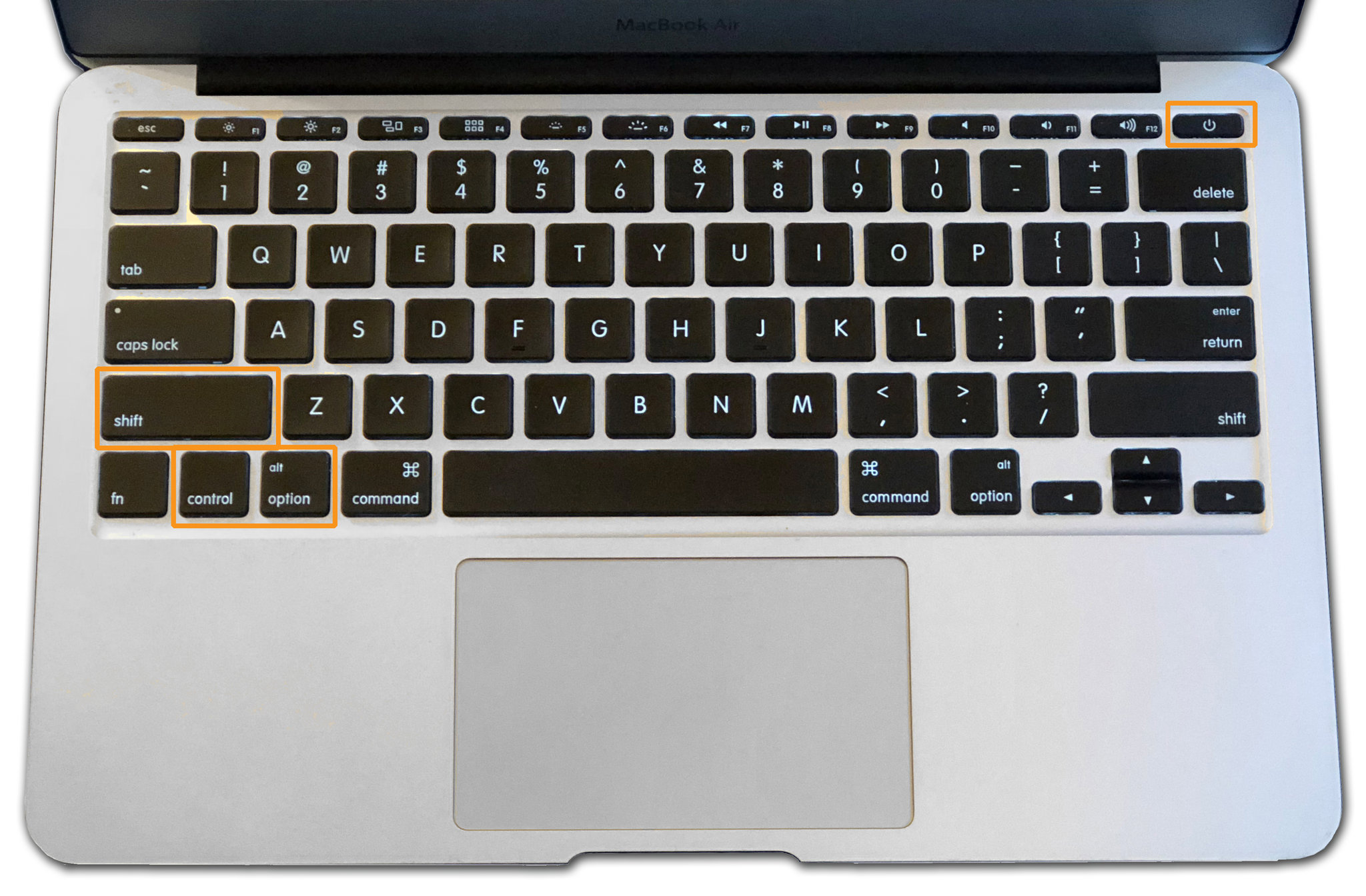 While holding these keys, press the power button and hold it for 10 seconds.
Release all keys and the power button.