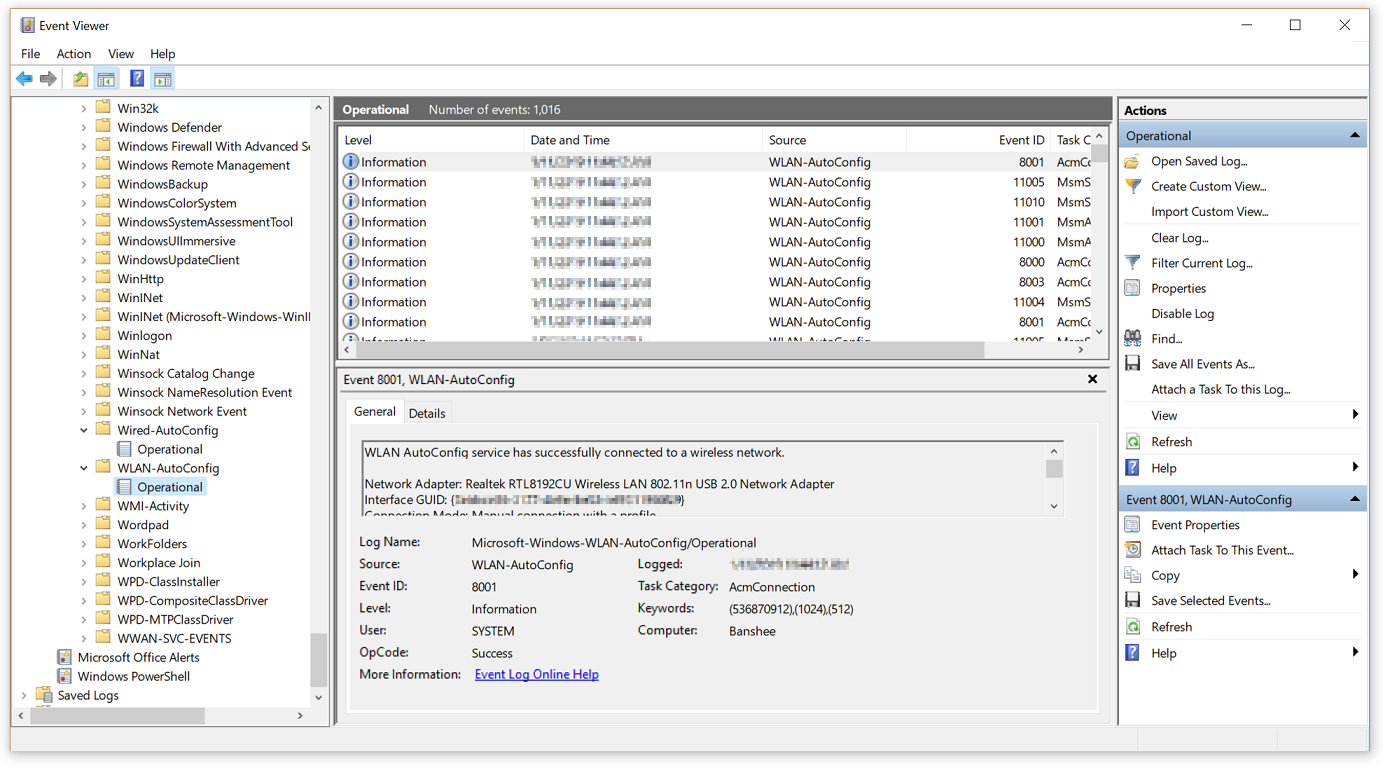 Windows WLAN AutoConfig settings